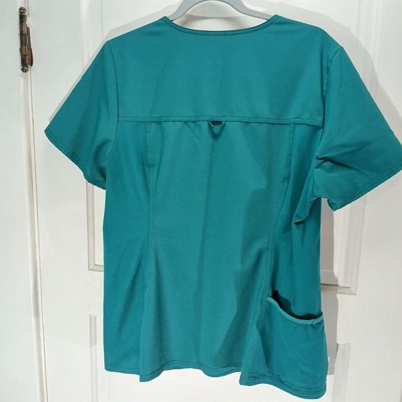 Cherokee iflex Teal Green Scrub Top V Neck Pocket Women's Large Medical - Picture 5 of 8